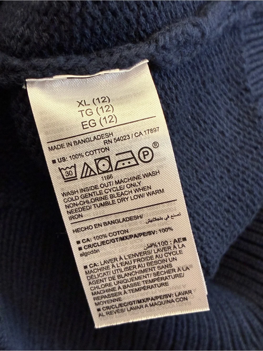 Old Navy Kids Navy Hooded Sweater with Brown Bear Motif